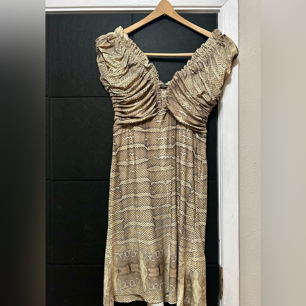 Roberto Cavalli Spa 2007 Python Print Deep V Dres… - image 1